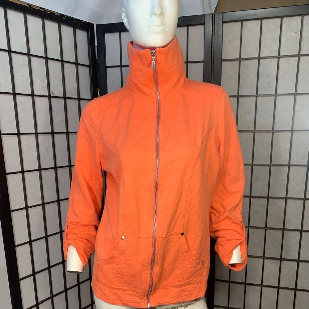 Liz wear Orange Fill Zip Jacket